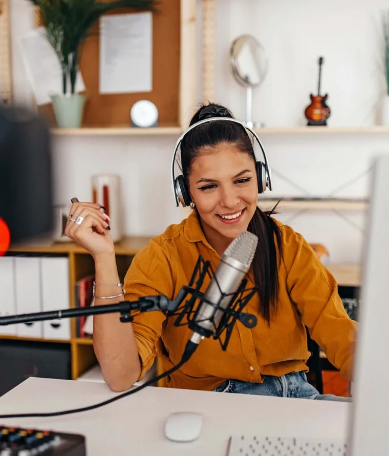 Illustrative creator business scene for Podcasts